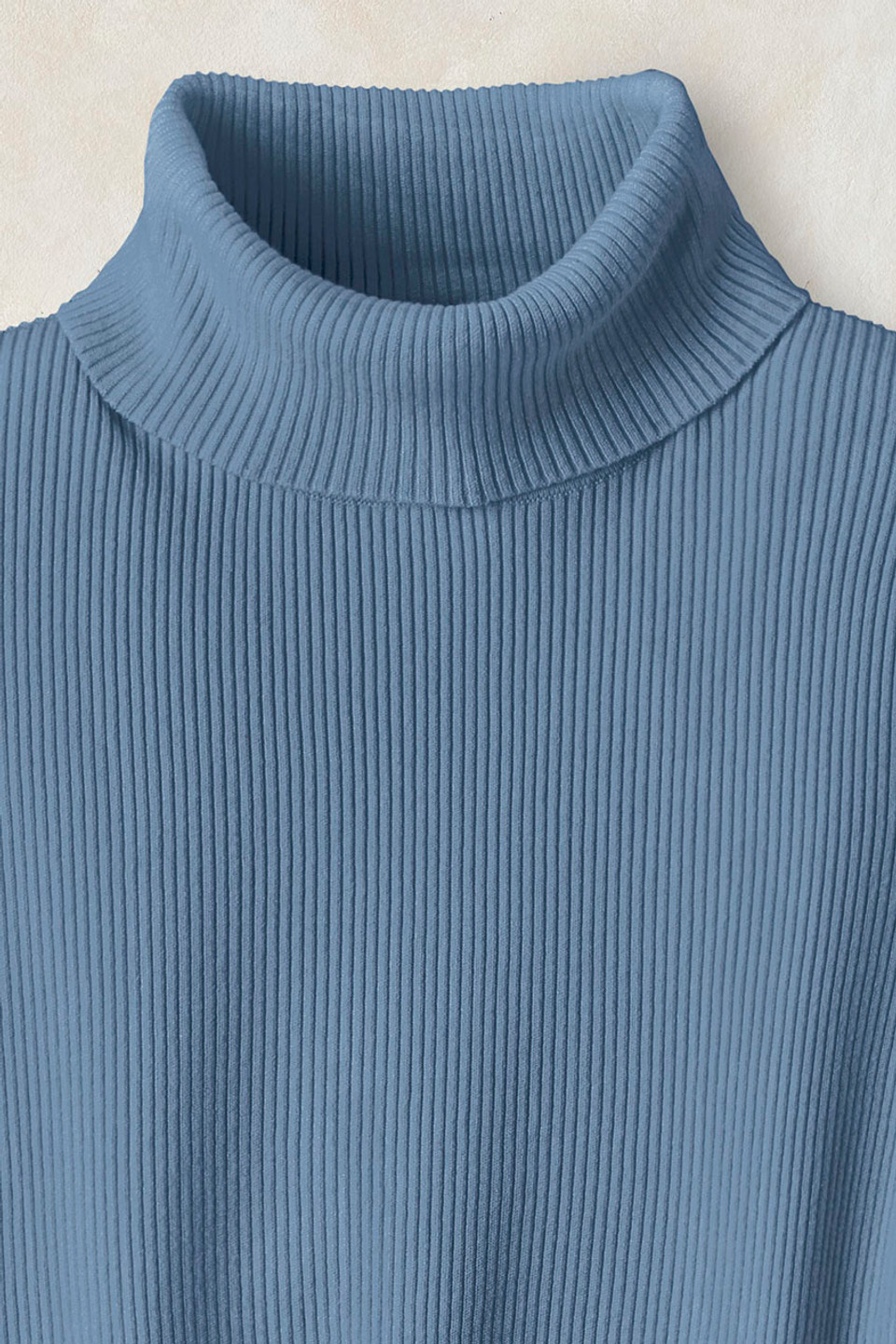 Elbow-Sleeve Ribbed Turtleneck