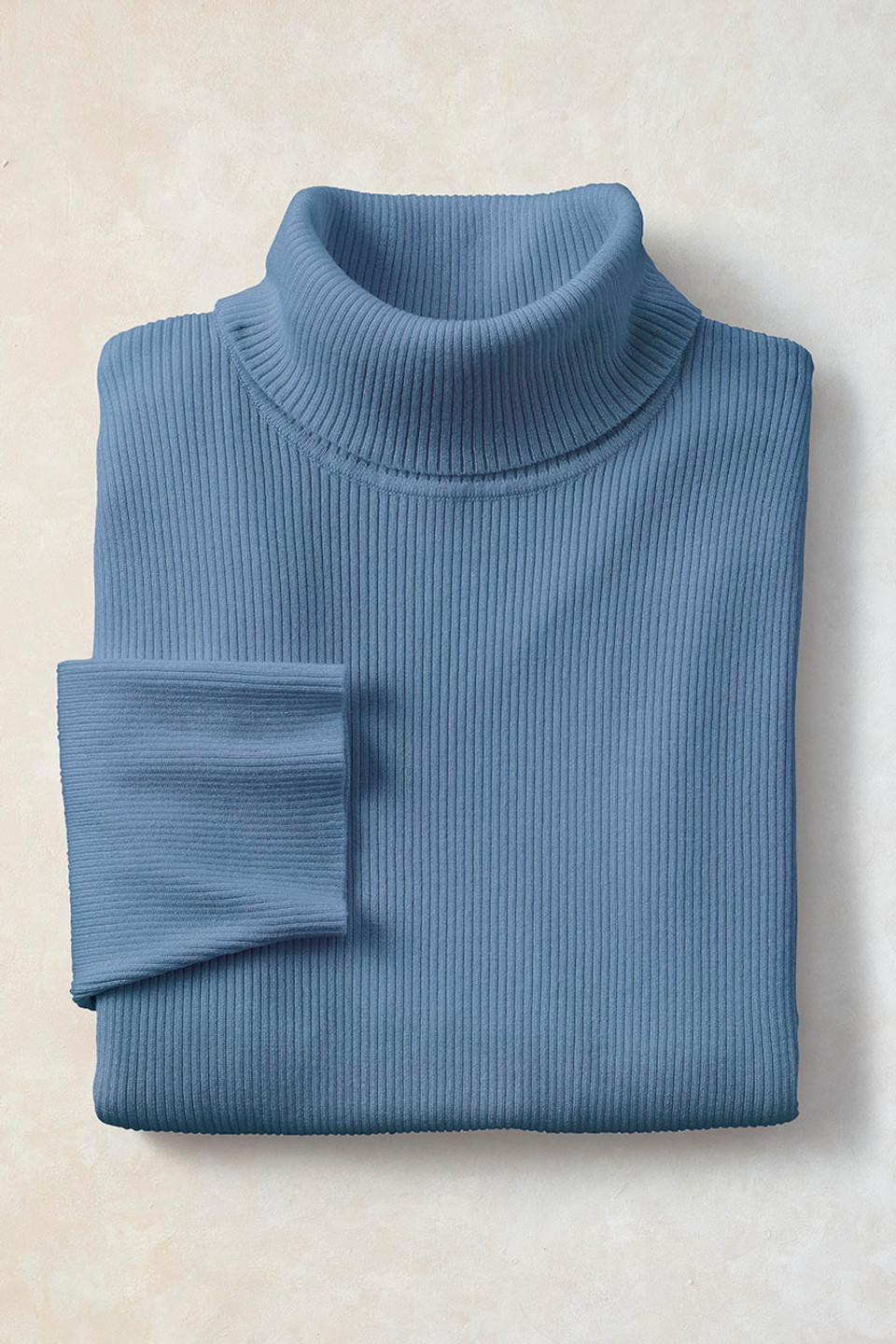 Elbow-Sleeve Ribbed Turtleneck