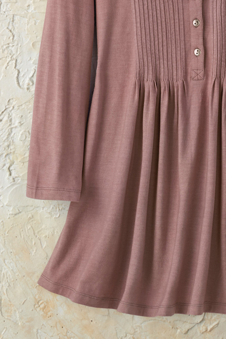Pintucked Knit Henley A-line Tunic
