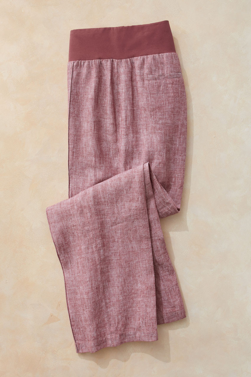 Knit Waistband Linen Pants