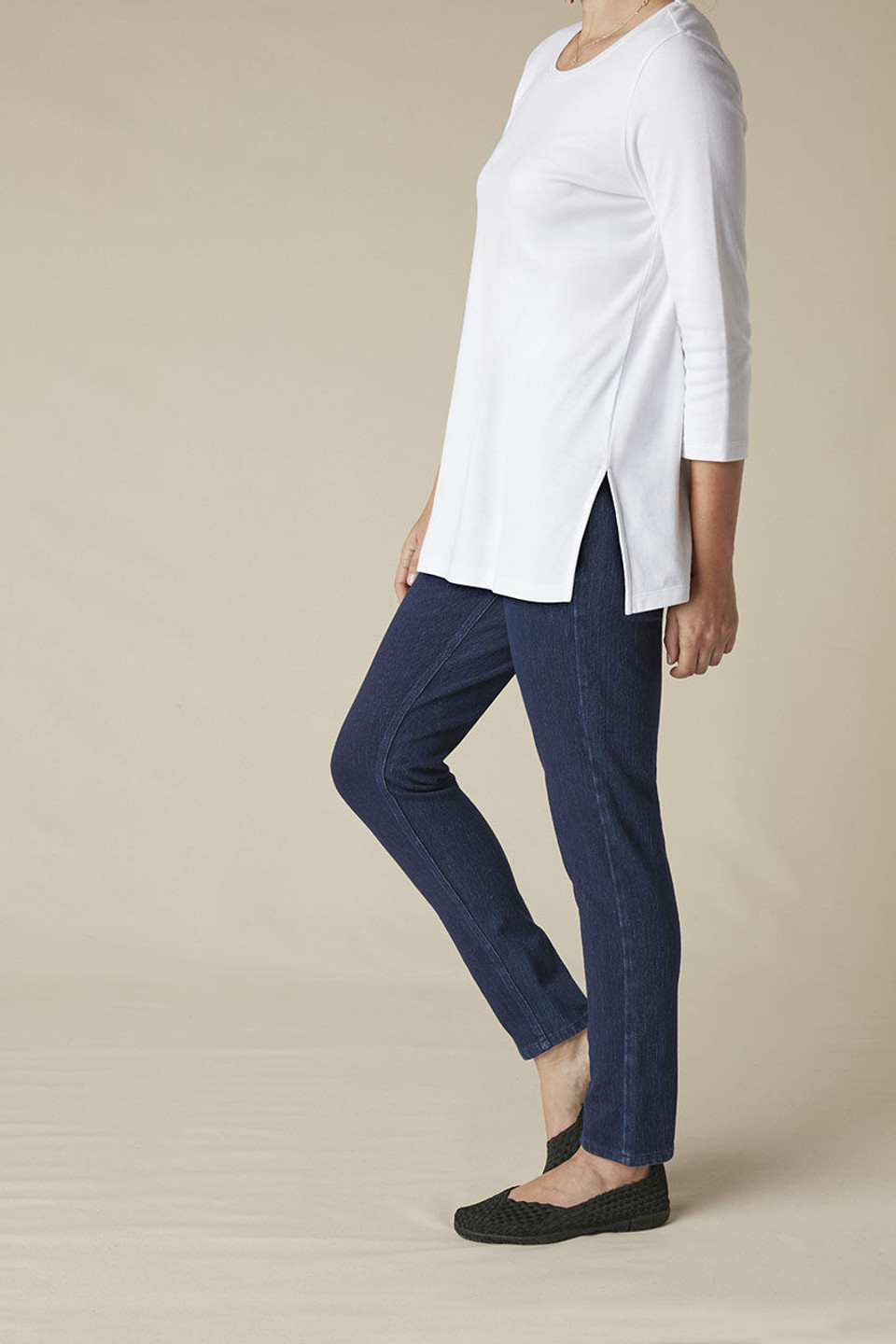 Knit Denim Mid Rise Leggings