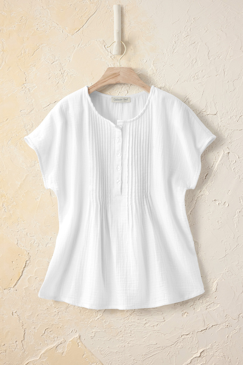 Summer Breeze Gauze Pintuck Top - Coldwater Creek