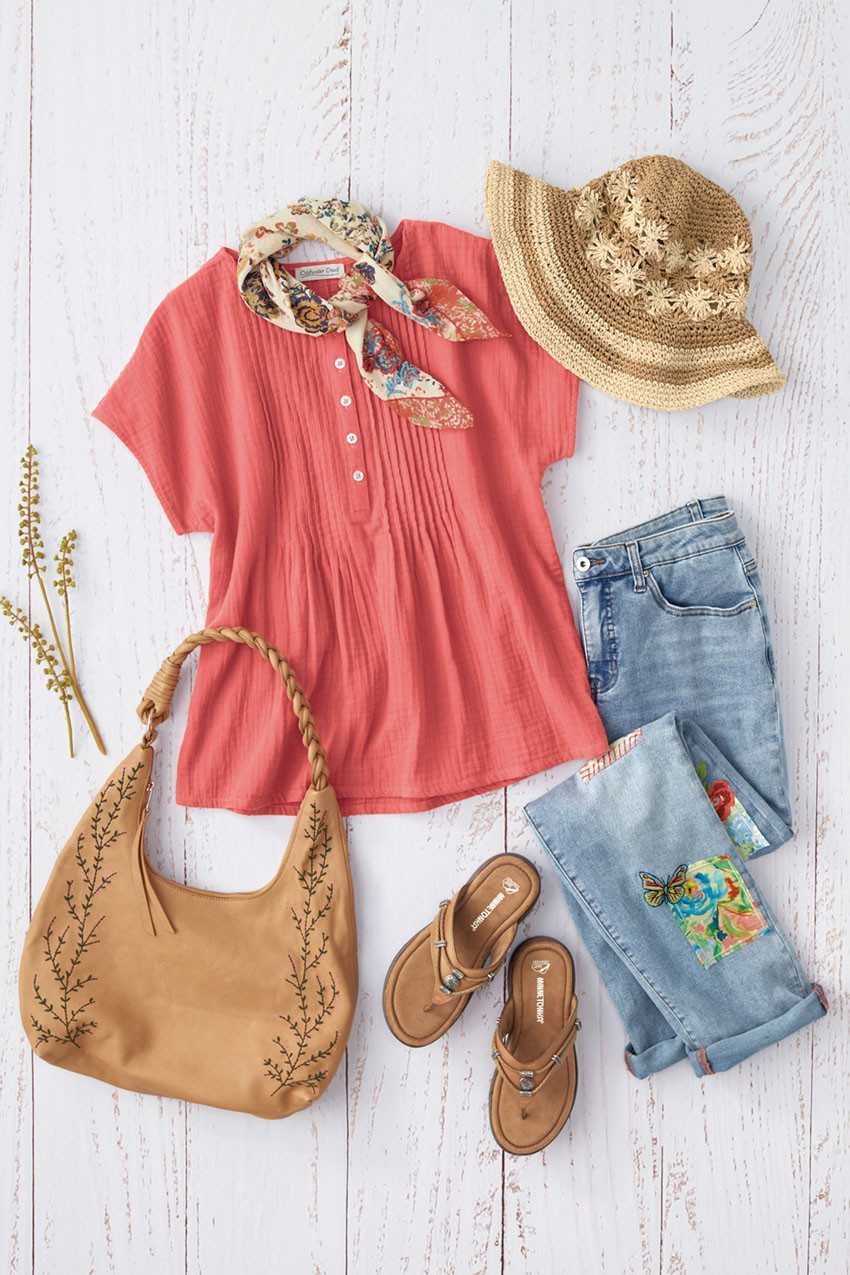 Summer Breeze Gauze Pintuck Top - Coldwater Creek