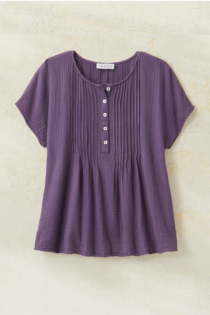 Summer Breeze Gauze Pintuck Top - Coldwater Creek