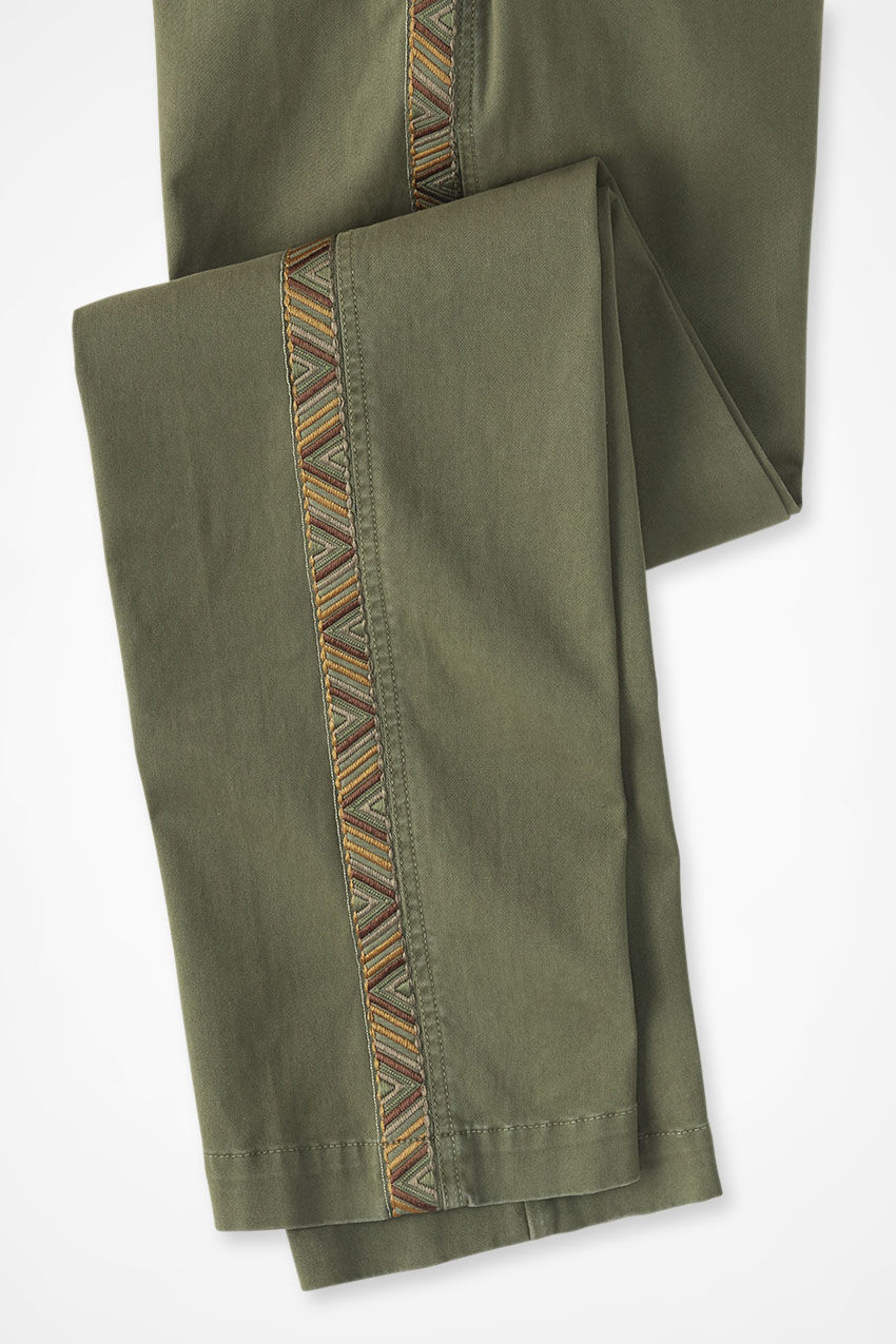 Side-Embroidered Chinos