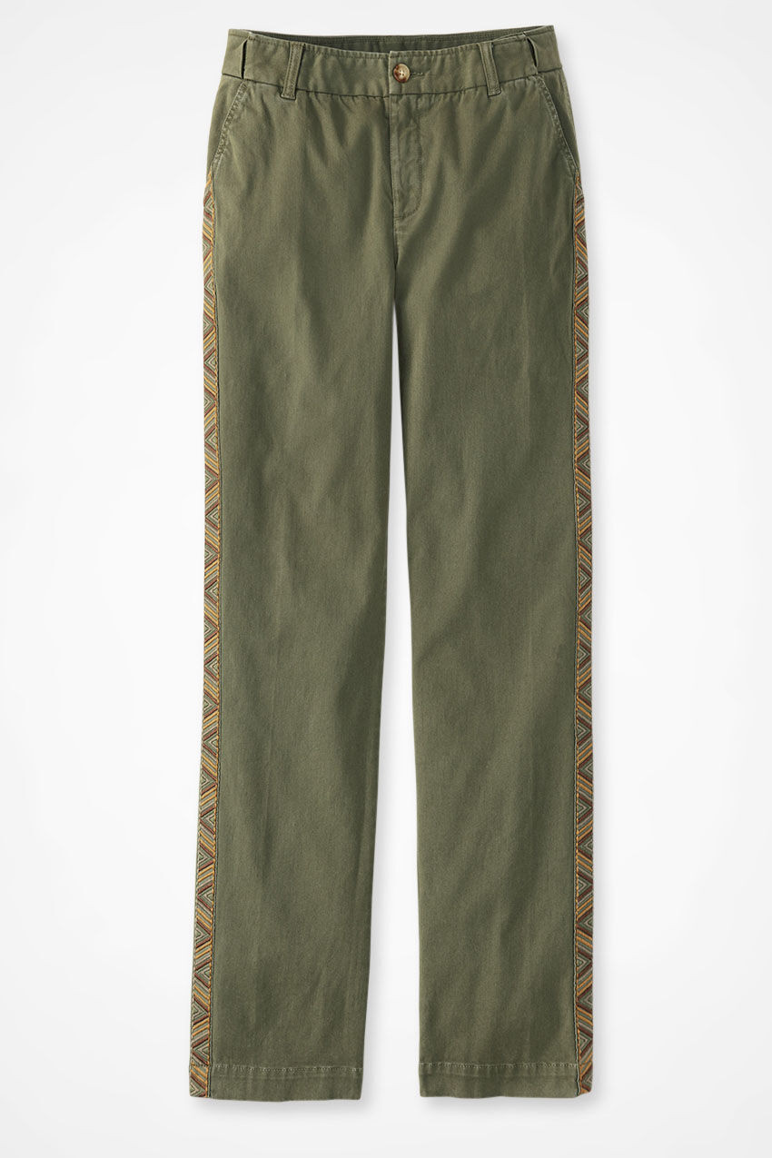 Side-Embroidered Chinos