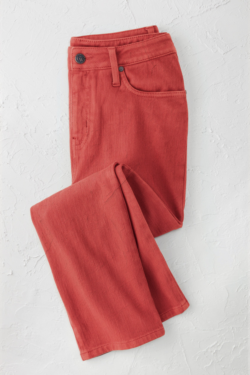 Knit Denim High Rise Straight-Leg Cropped Jeans