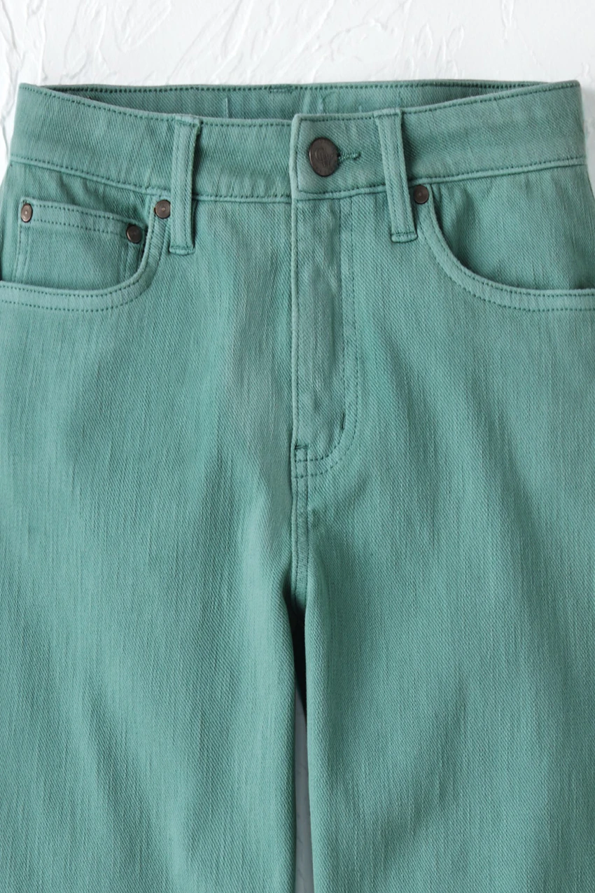 Knit Denim High Rise Straight-Leg Cropped Jeans