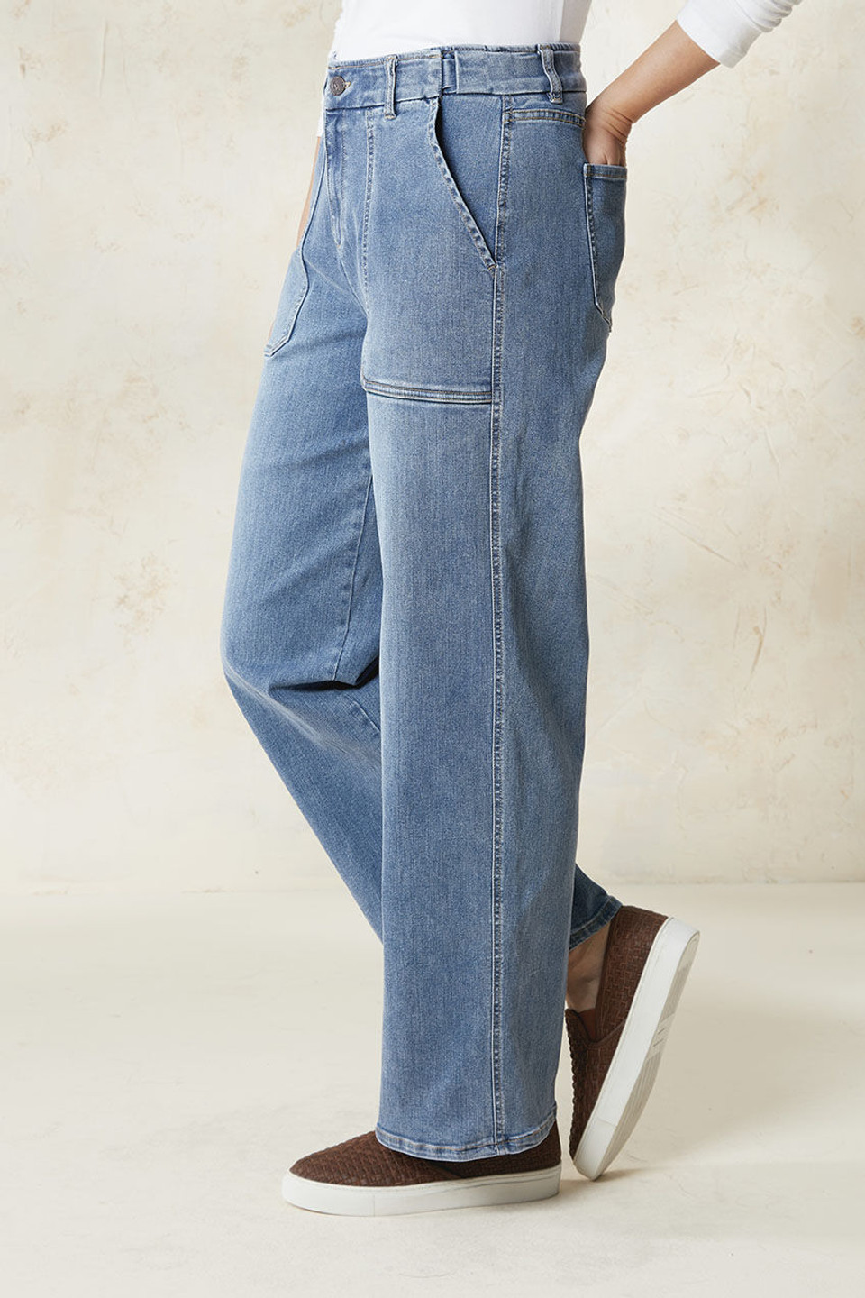 Hidden Stretch-Waist Wide Leg Jeans - Coldwater Creek