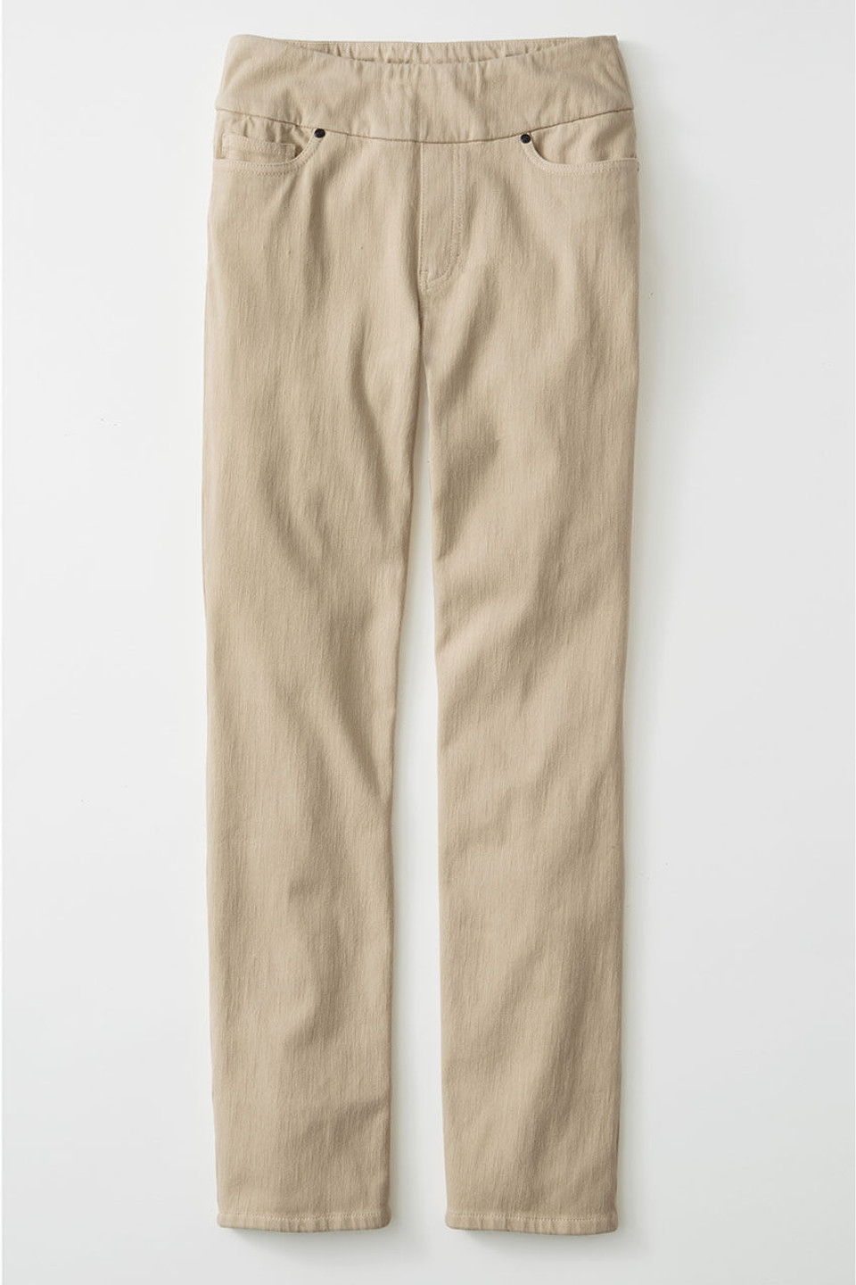 Knit Denim Mid Rise Straight-Leg Jeans