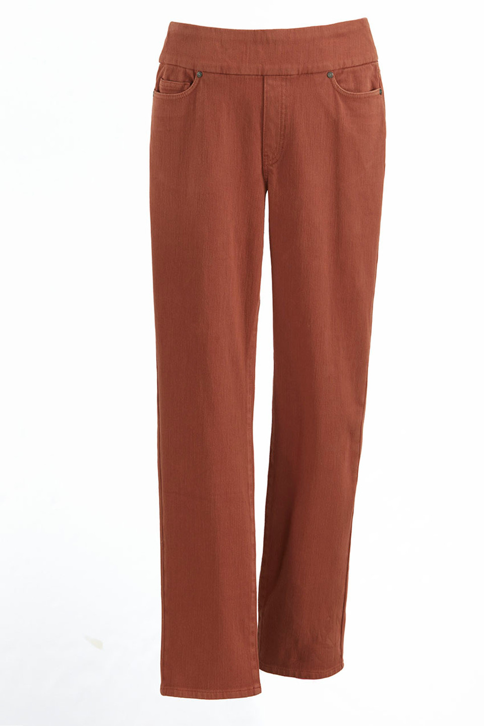 Knit Denim Mid Rise Straight-Leg Jeans