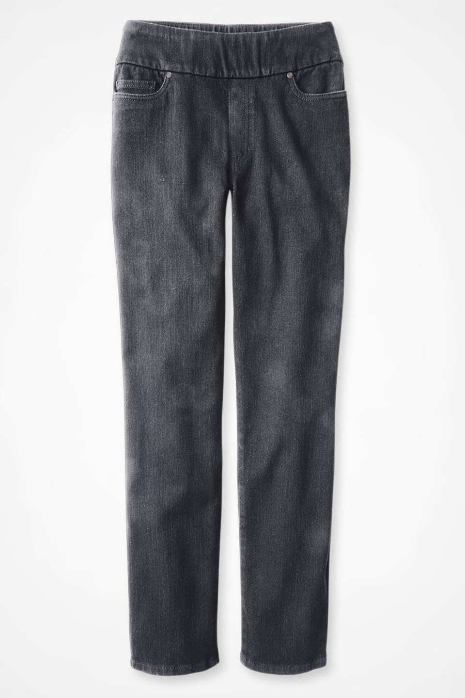 Knit Denim Mid Rise Straight-Leg Jeans