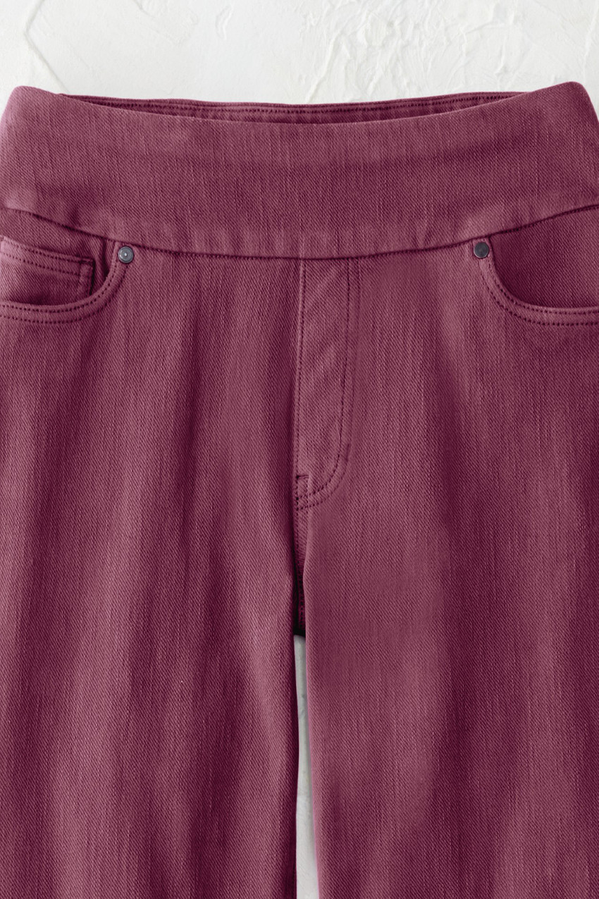 Knit Denim Mid Rise Straight-Leg Jeans