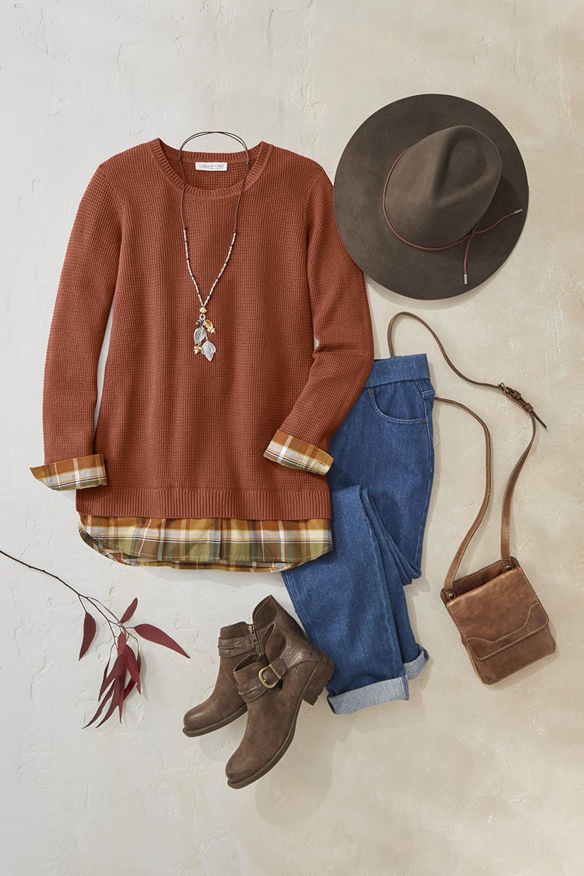 Glimpse of Plaid Sweater