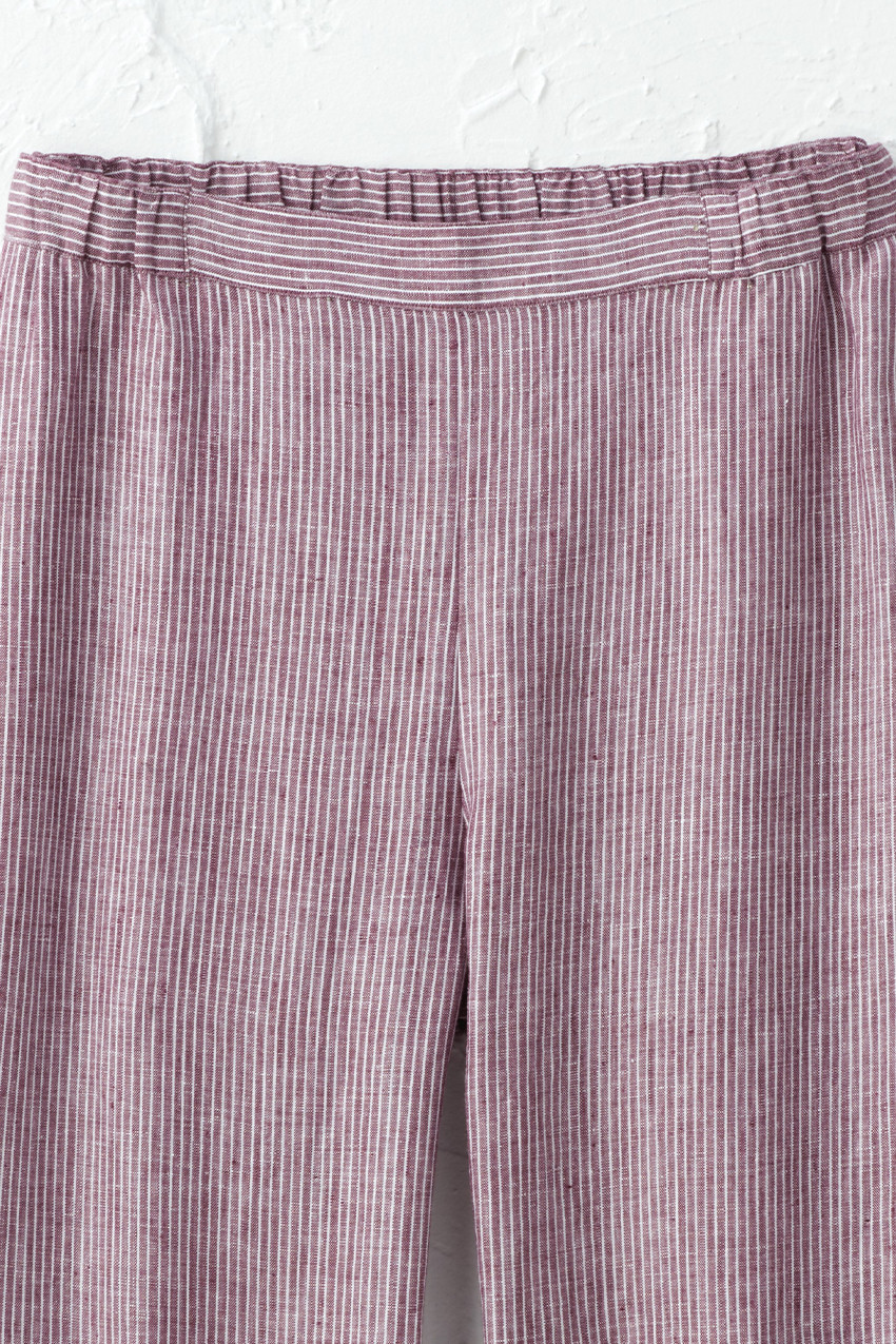 Striped Linen Wide-Leg Crops