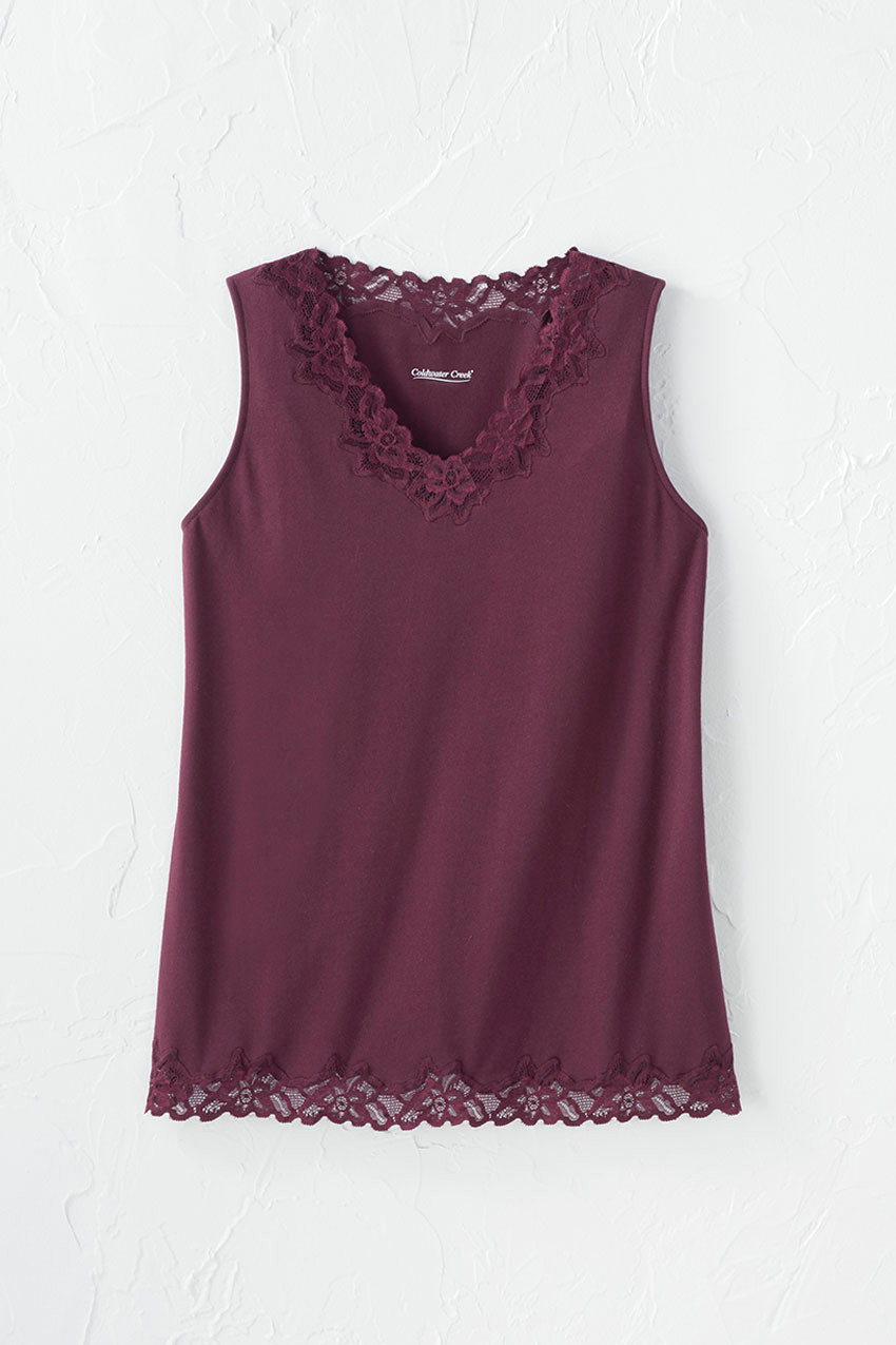 Longer Length Double Lace Tank - Coldwater Creek