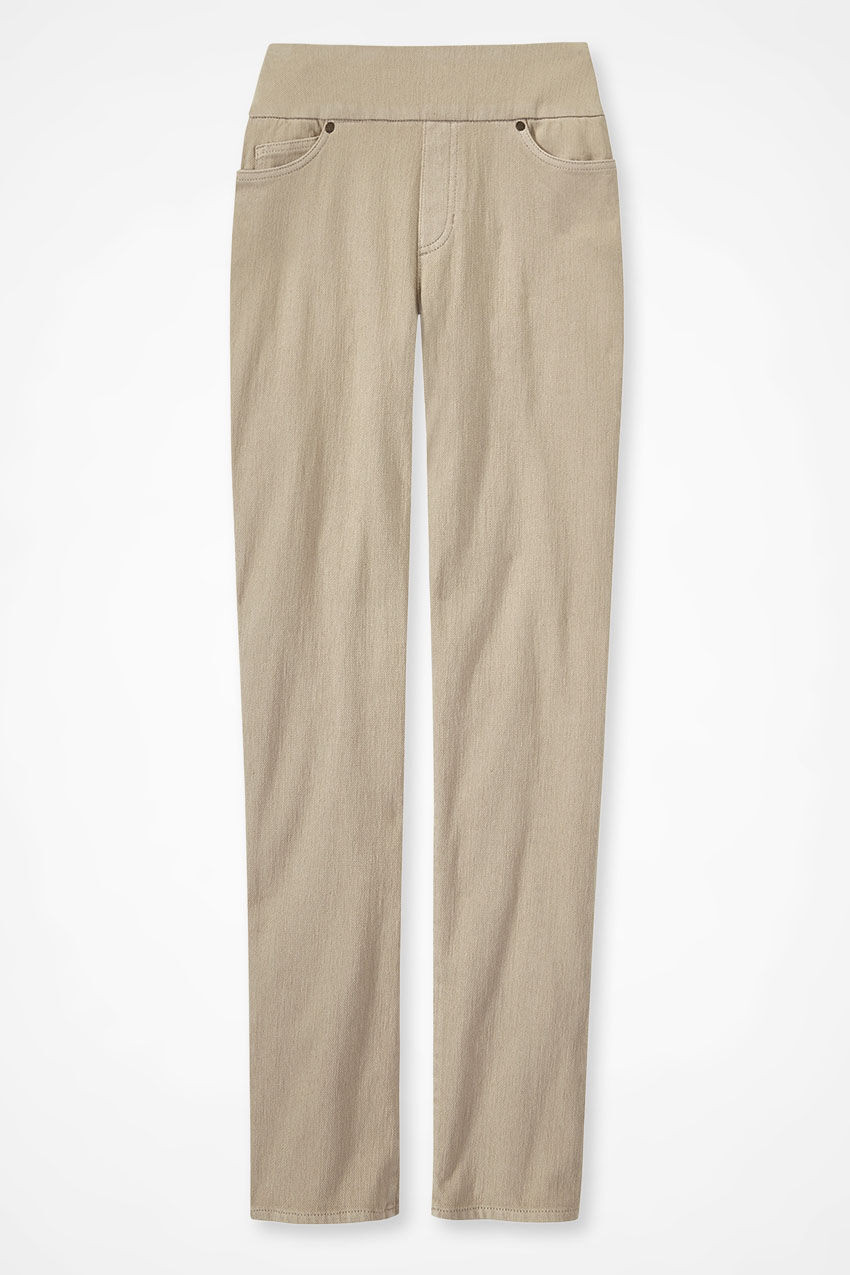 Knit Denim Mid Rise Slim-Leg Jeans