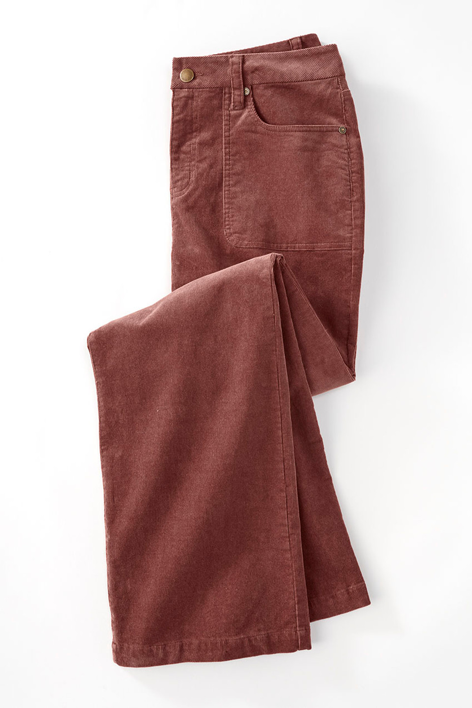 Patch Pocket Wide-Leg Corduroys