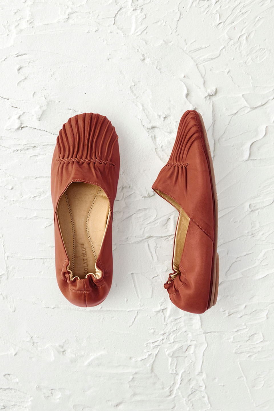 Pintuck Leather Flats by Chocolat Blu™
