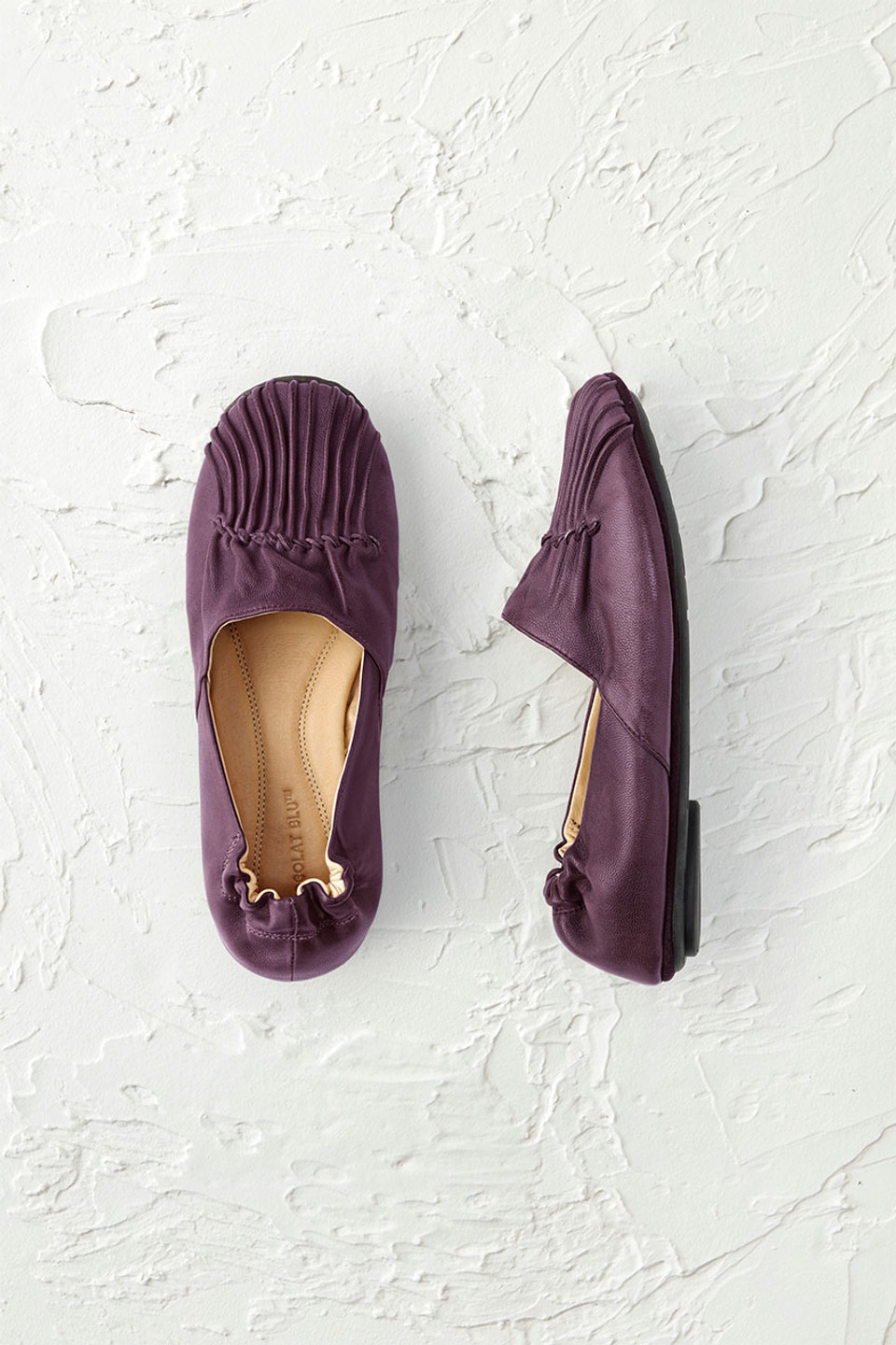 Pintuck Leather Flats by Chocolat Blu™