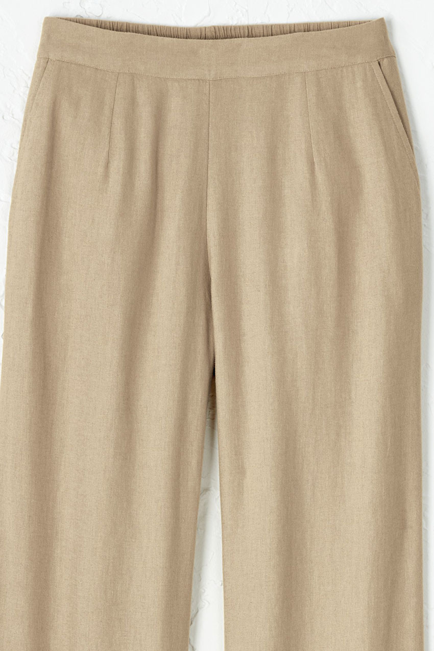 Linen Blend Wide-Leg Pants