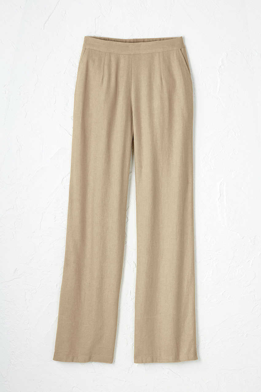 Linen Blend Wide-Leg Pants
