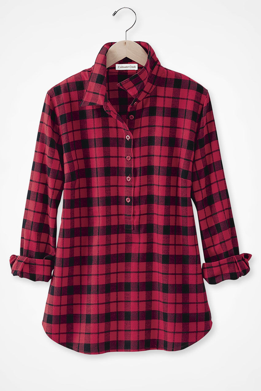red and black plaid tunic