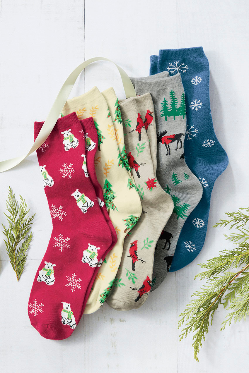 Holiday Motif Crew Socks