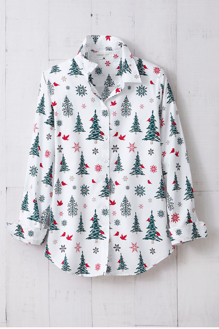 Forest Whimsy No-Iron Shirt - Coldwater Creek