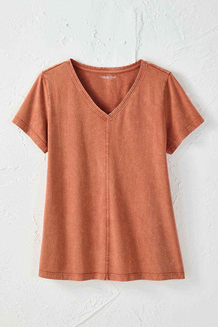 Vintage-Wash V-Neck Tee