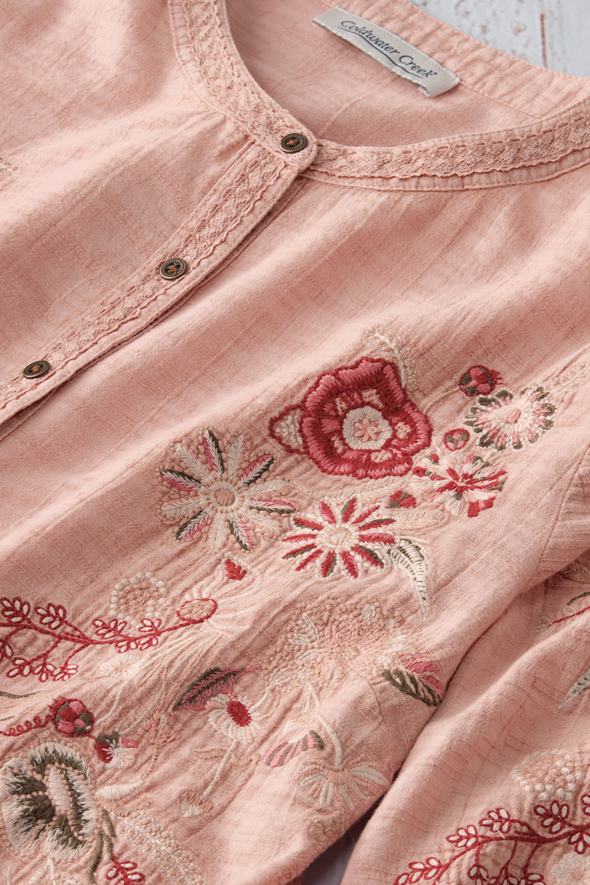 Flora Vista Embroidered Top - Coldwater Creek