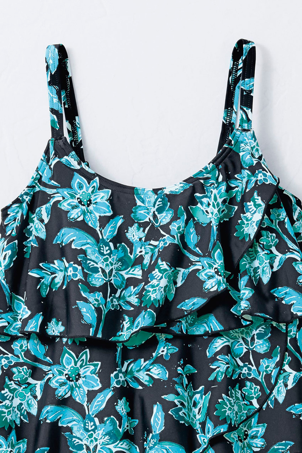 Wild Floral Ruffled Tankini Top