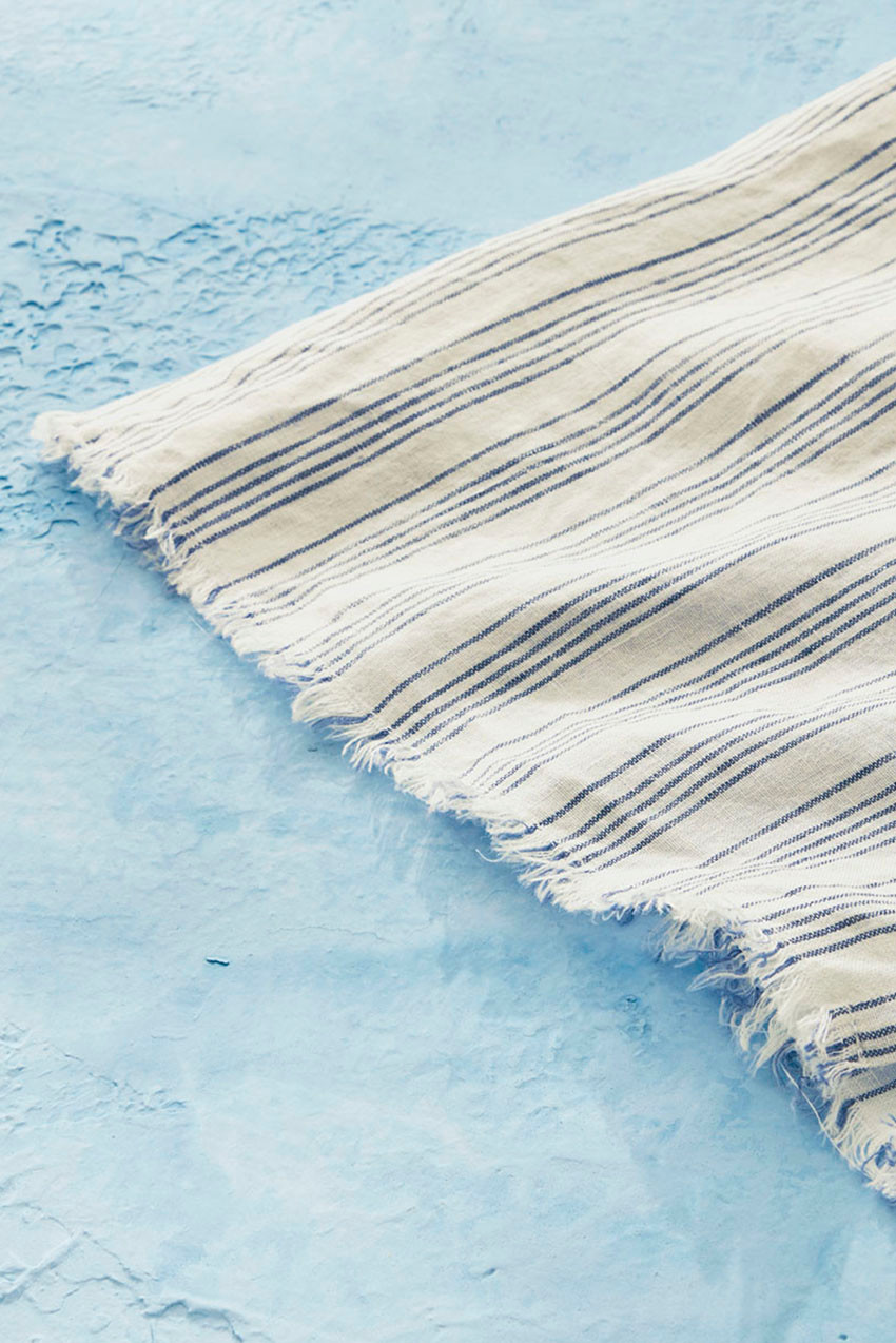 Frayed Hem Striped Linen Crop Pants