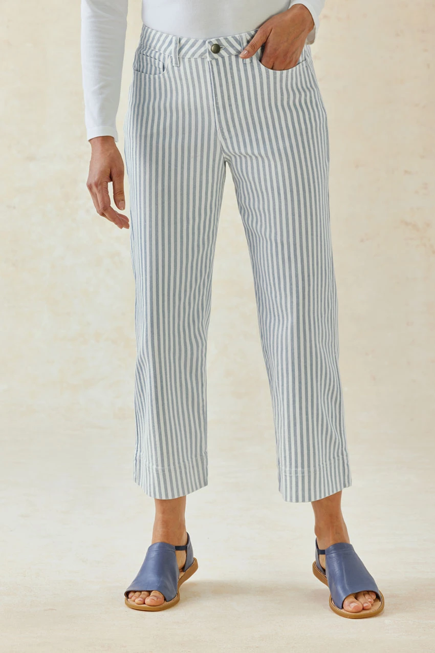Railroad Stripe Cropped Jeans