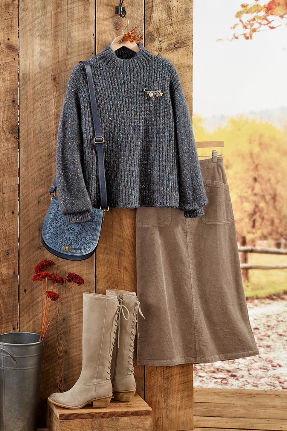 Marled Funnelneck Sweater