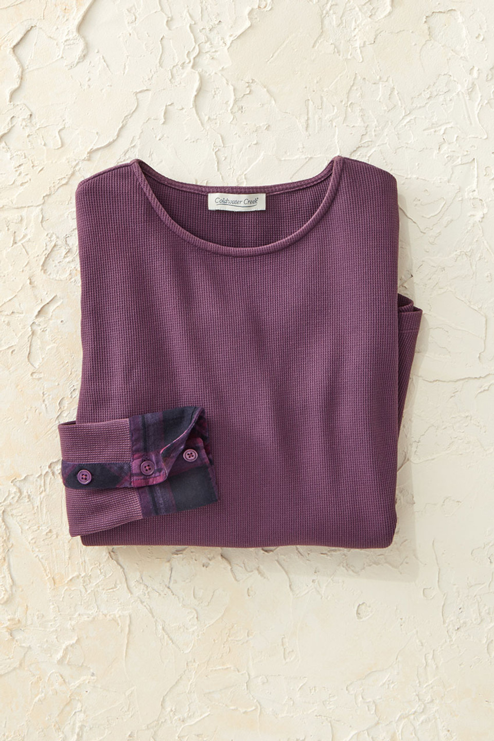 Plaid Pathways Waffle Tee - Coldwater Creek