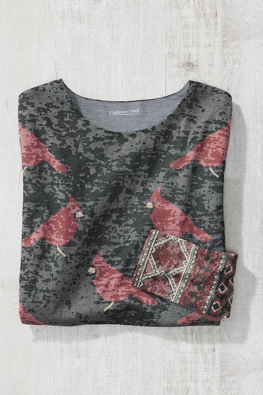 Flock of Cardinals Burnout Tee - Coldwater Creek