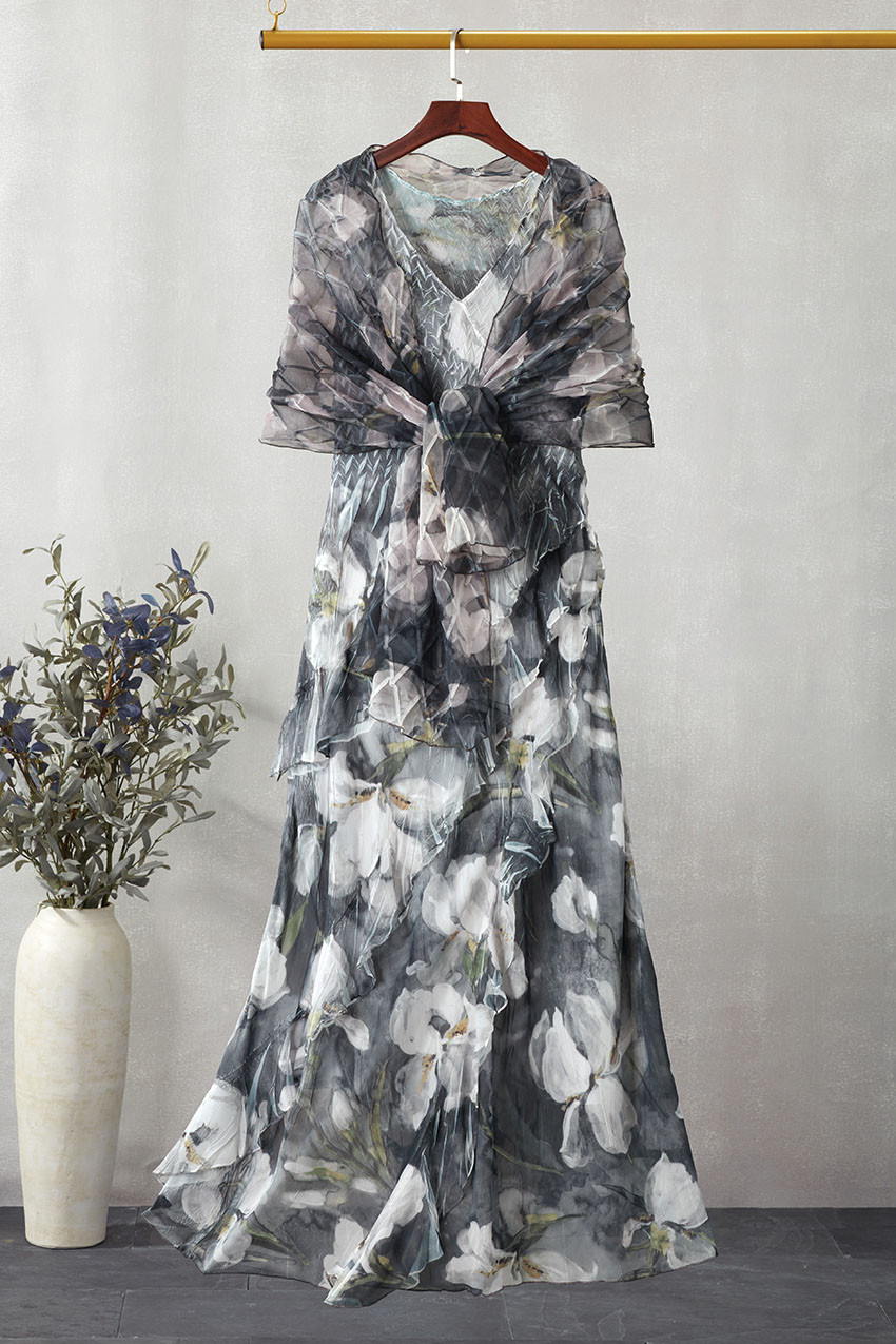 Midnight Magnolia Ruffle Dress by Komarov - Coldwater Creek