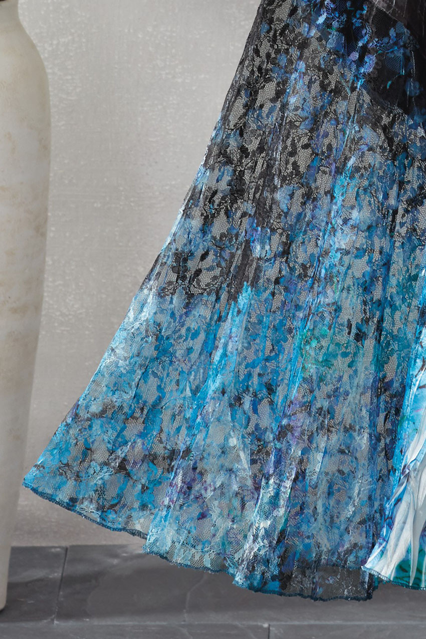 Blue Hydrangea Charmeuse Dress by Komarov