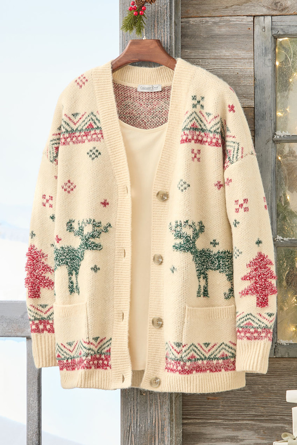 Alpine Moose Cardigan - Coldwater Creek