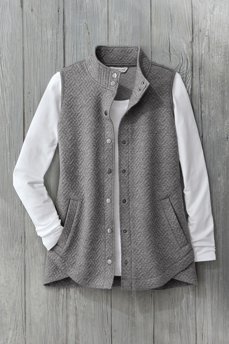 Tulip-Hem Jacquard Vest
