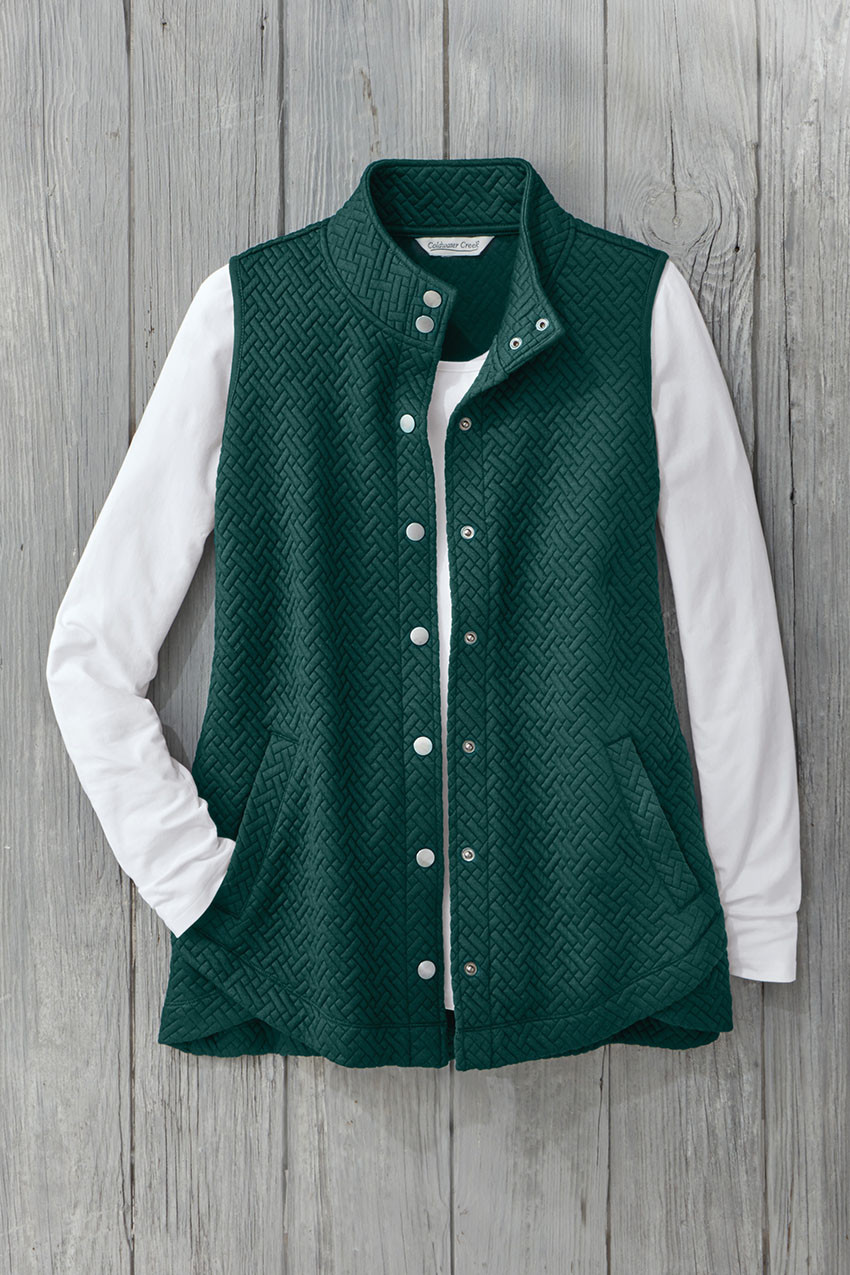 Tulip-Hem Jacquard Vest - Coldwater Creek