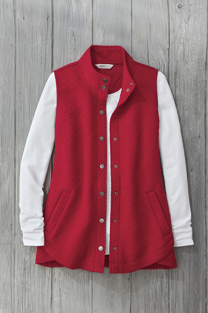 Tulip-Hem Jacquard Vest