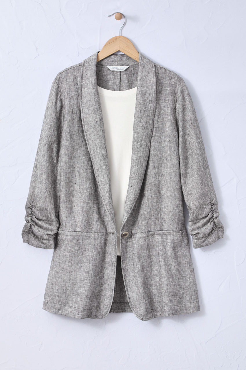 Ruched Linen Jacket - Coldwater Creek
