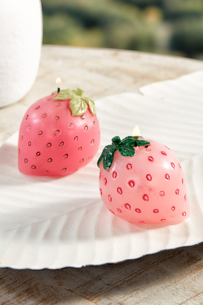 Strawberry Candles, Set of 2