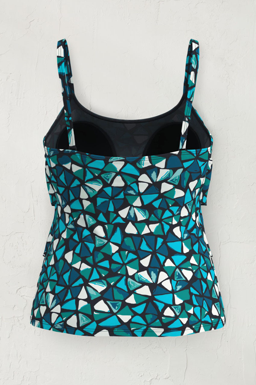 Mosaic Ruffled Tankini Top