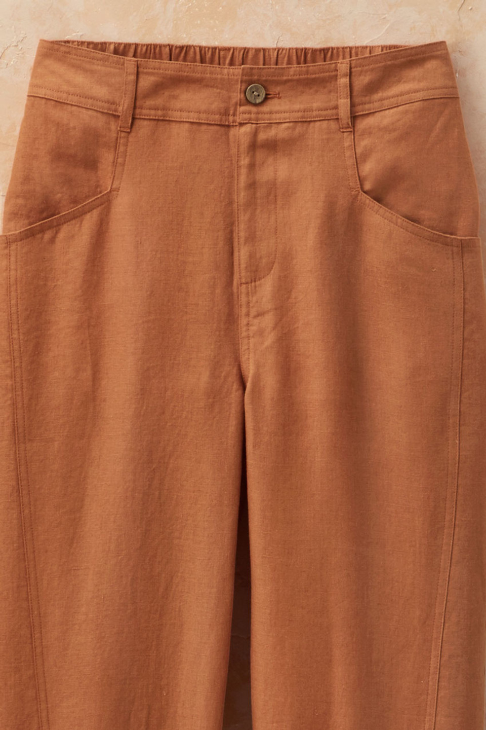 Lantern-Leg Linen Pants