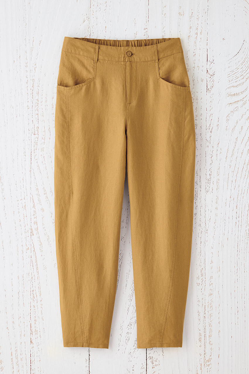 Lantern-Leg Linen Pants