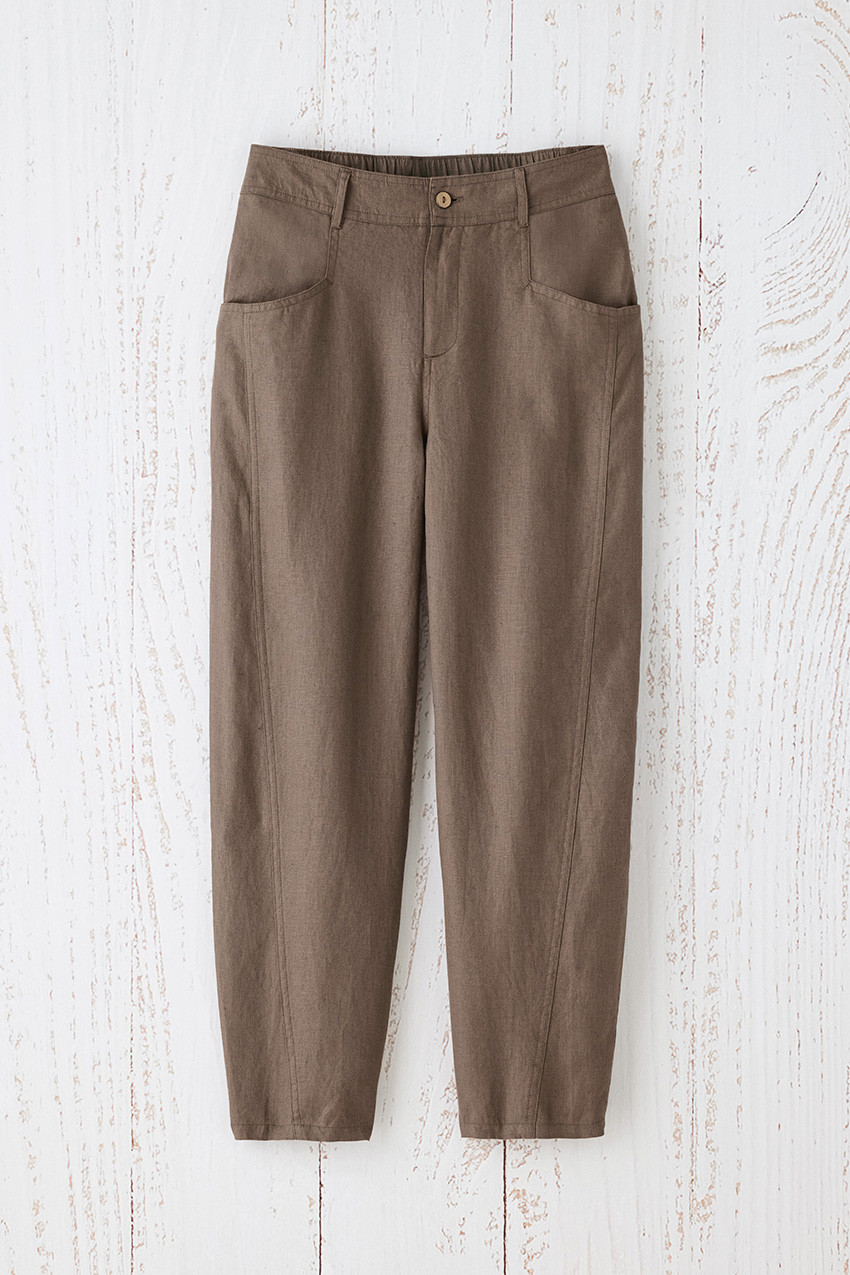 Lantern-Leg Linen Pants