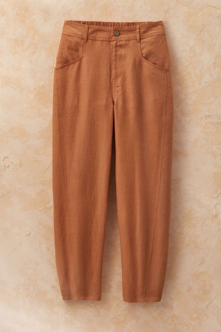 Lantern-Leg Linen Pants